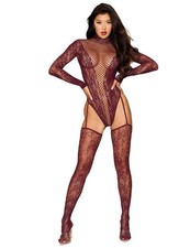 Dream Girl Lingerie Teddy Bodystocking Cherry Lacquer O/S, New