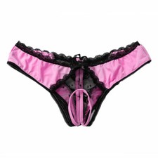 Women Lace Panties Crotchless Underwear Thongs Lingerie G-string Floral Briefs