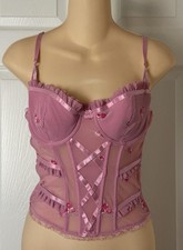 Nature Intimates Corset Womens 36B Floral Embroidered Sheer Bustier Lingerie Top
