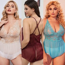 Crotchless Lace Teddy Lingerie Womens Exotic Lingerie Boudoir Outfit Plus Size