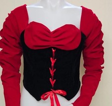 Red Riding Hood Milk Maid Victorian Corset Sexy Halloween Women XL