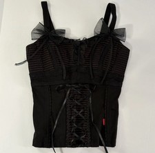 NWT Tripp NYC Corset Top Women’s S Goth Grunge 90’s Romantic Witchy Mesh Bow Y2K