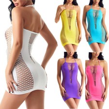 Plus Size Women Sexy Lingerie See-through Babydoll Fishnet Dress Sleepwear US