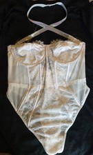 NWT Victoria's Secret Very Sexy Shine Strap Halter Neck White Lace Teddy XL