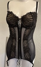 Victoria's Secret Corset Bustier Top Size 36D Garters Sheer Lace Sexy Whimsgoth
