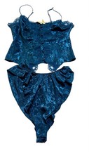 Vintage Victoria’s Secret Gold Label Blue Jacquard Lace Lingerie Set Size S