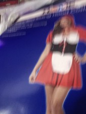 New Sexy Adult Little Red Riding Hood Costume Halloween Fits 10-14 Large Women