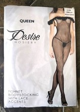 Size Queen (170-245lb) Fantasy Desire Fishnet Body Stocking w/ Open Crotch