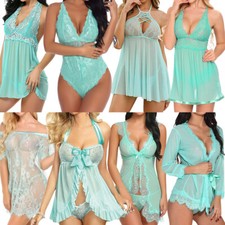 Womens Sexy Lingerie Sleepwear Nightwear Underwear Teddy Babydoll Lace Dress Set