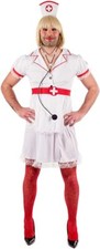 Mens Naughty Nurse Costume M L XL Adult Male Funny Bachelor Drag Party Dress