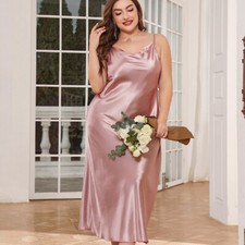 Plus Size Lingerie For Women Satin Nightgown Long Babydoll Strappy Nightwear