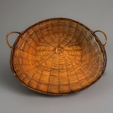 Antique Vintage French Hand Woven Wicker Harvest Basket, 28 inches, home decor