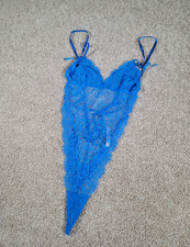 Victoria’s Secret Very Sexy Lace Sheer Teddy Bodysuit Blue Large Lingerie Thong